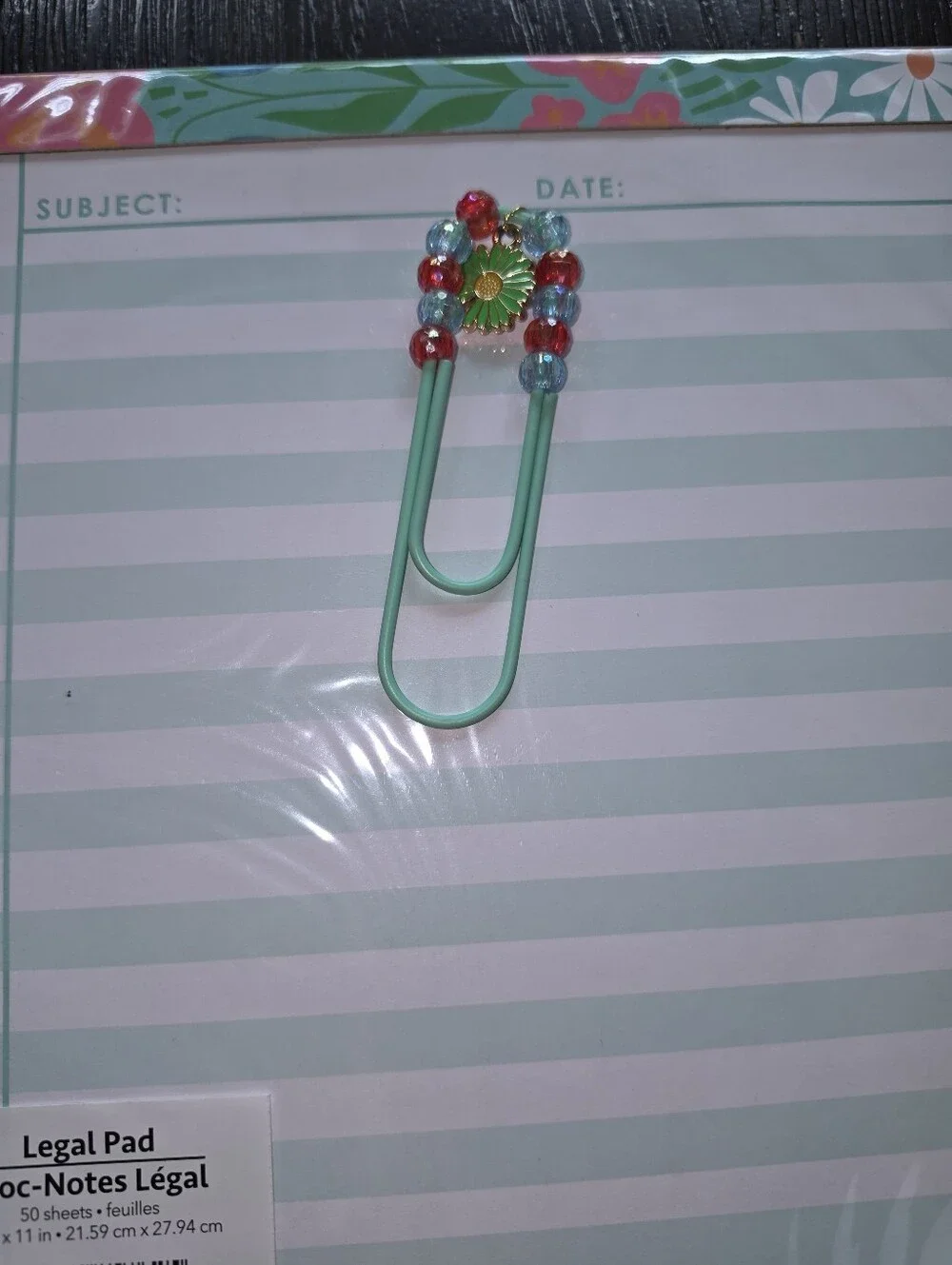 Legal Pad + Jumbo Bead Paper Clip Stationary Designs